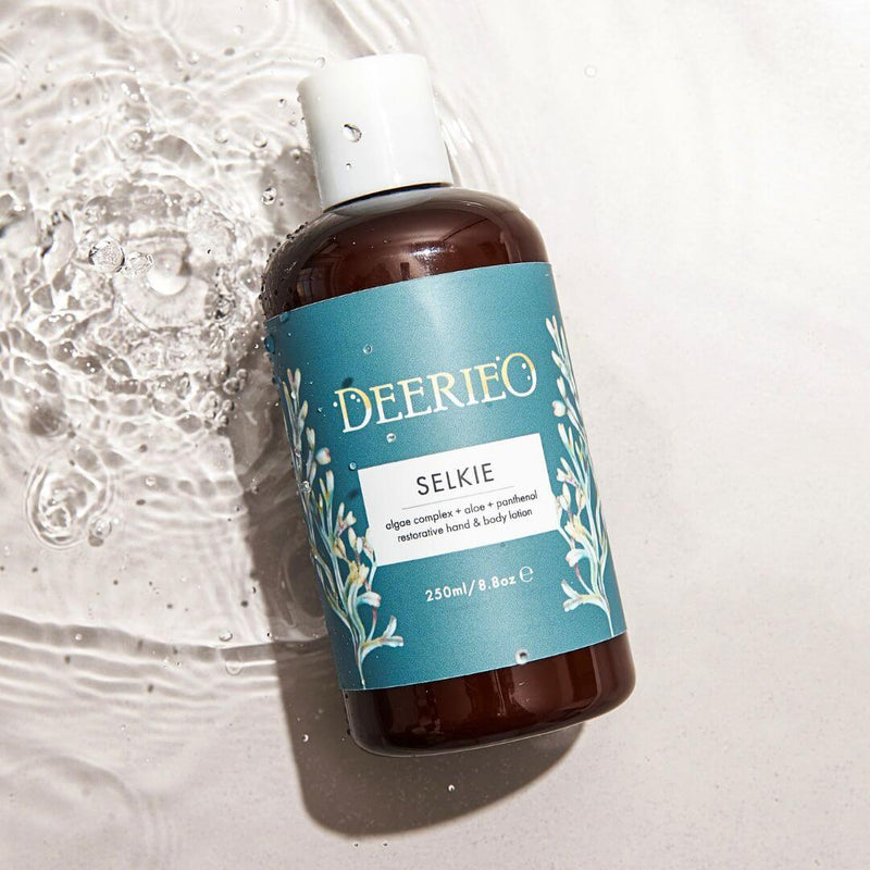 Deerieo Selkie Hand and Body Lotion with advanced Five Algae complex, panthenol and aloe vera.