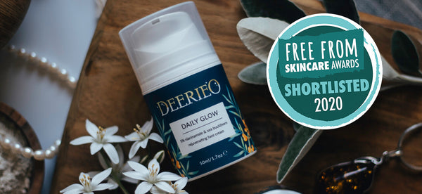 Deerieo Skincare Daily Glow natural face moisturizer was shortlisted to the finals in Free From Skincare Awards 2020.