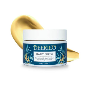 Deerieo Daily Glow face cream is packaged in 50 ml white glass jar.
