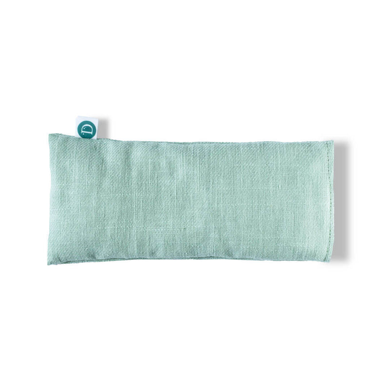 Natural Lavender and Flaxseed eye pillow for relaxation yoga and to aid sleep in pastel green colour by Deerieo Natural Skincare