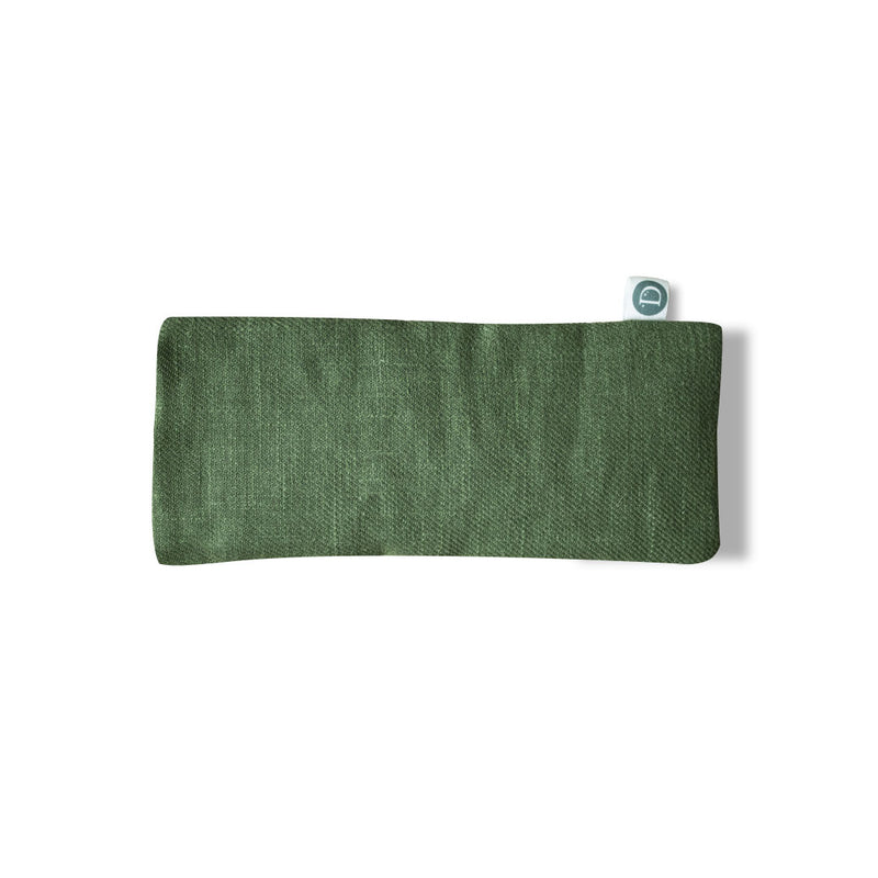 Natural Lavender and Flaxseed eye pillow for relaxation yoga and to aid sleep in dark green colour by Deerieo Natural Skincare